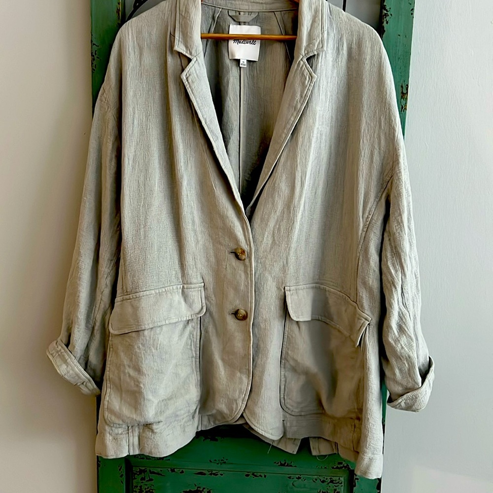 🌾🌾🌾 MADEWELL BLAZER SIZE 3X NWOT SAGE GREEN COLOR WONDERFUL FABRIC 🌾🌾🌾